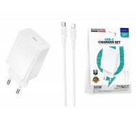 Сетевое зарядное устройство USB-C + кабель Lightning - Type-C BOROFONE BAS75A Source PD30W (белый)