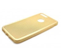Чехол силиконовый мягкая плетеная Рогожа Iphone 7+ (золотистый)