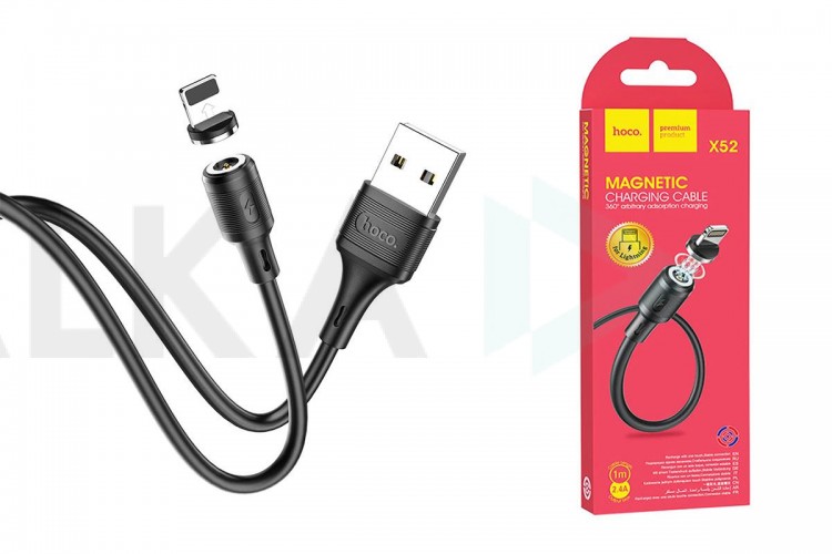 Кабель USB - Lightning HOCO X52, 2,4A (черный) 1м (магнитный)