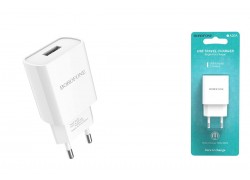 Сетевое зарядное устройство USB BOROFONE BA20A Sharp single port 2100mAh (белый)