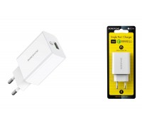 Сетевое зарядное устройство USB BOROFONE BA21A Long journey single port QC3.0 18W  3000 mAh (белый)