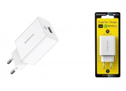 Сетевое зарядное устройство USB BOROFONE BA21A Long journey single port QC3.0 18W  3000 mAh (белый)