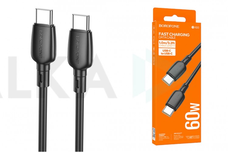 Кабель USB Type-C - USB Type-C BOROFONE BX93, PD60W (черный) 1м