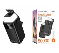 Универсальный дополнительный аккумулятор Power Bank BOROFONE BJ65B High 22.5W+PD20W four-cables (80000mAh) (черный)