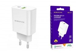 Сетевое зарядное устройство USB + USB-C BOROFONE BA55A Easy Speed PD20W + QC3.0 (белый)