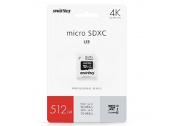 Карта памяти microSDXC Smartbuy 512GB Class10 PRO U3 R/W:90/70 MB/s (с адапт) SB512GBSDCL10U3-01