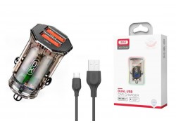 Автомобильное зарядное устройство АЗУ 2USB + кабель MicroUSB XO CC49 transparent design Brown