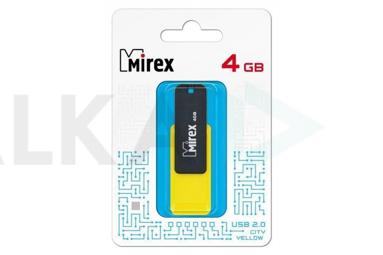 Флешка USB 2.0 Mirex CITY YELLOW 4GB (ecopack)