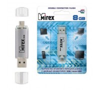 Флешка USB 2.0 Mirex SMART SILVER с двойным разъёмом USB/microUSB 8GB (ecopack)