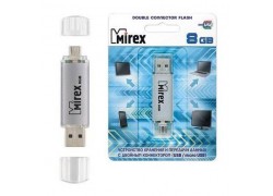 Флешка USB 2.0 Mirex SMART SILVER с двойным разъёмом USB/microUSB 8GB (ecopack)