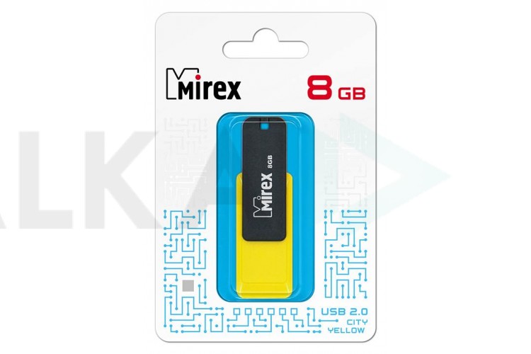 Флешка USB 2.0 Mirex CITY YELLOW 8GB (ecopack)