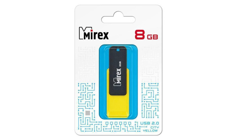 Флешка USB 2.0 Mirex CITY YELLOW 8GB (ecopack)