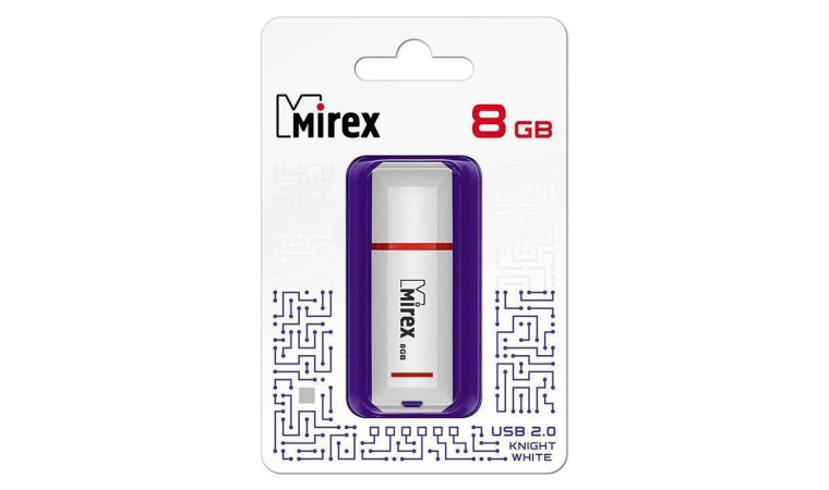 Флешка USB 2.0 Mirex KNIGHT WHITE 8GB (ecopack)