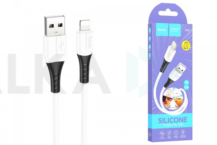 Кабель USB - Lightning HOCO X82, 2,4A (белый) 1м (силиконовый)