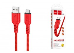 Кабель USB - USB Type-C HOCO X59, 2A (красный) 1м (в оплетке, с усилением сгиба)