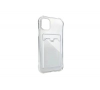 Чехол силиконовый для iPhone 15 (6,1) с отделением под карту (прозрачный)