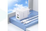 Сетевое зарядное устройство USB + USB-C + кабель Type-C BOROFONE BA83A Flare star PD20W+QC3.0 (белый)