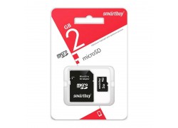 Карта памяти microSDHC Smartbuy 2 GB (class 4) c адаптером (SB2GBSD-01)