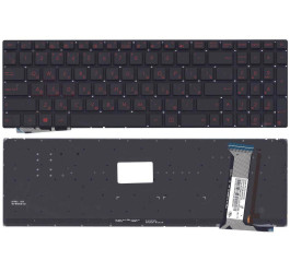 Клавиатура для ноутбука Asus G771 черная без рамки с красной подсветкой