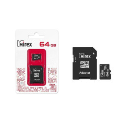 Карта памяти microSDХC MIREX 64 GB UHS-I U1 (class 10) с адаптером