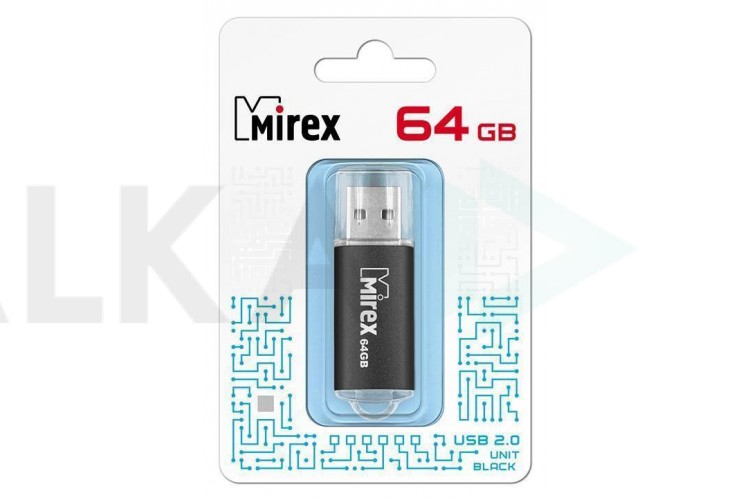 Флешка USB 2.0 Mirex UNIT BLACK 64GB (ecopack)