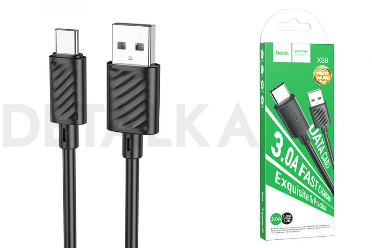 Кабель USB - USB Type-C HOCO X88 (черный) 1м в Детальке купить,