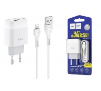Сетевое зарядное устройство USB + кабель Lightning HOCO C72A Glorious 2400mAh (белый)