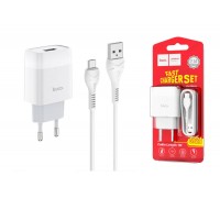 Сетевое зарядное устройство USB + кабель MicroUSB HOCO C72A 2400mAh (белый)