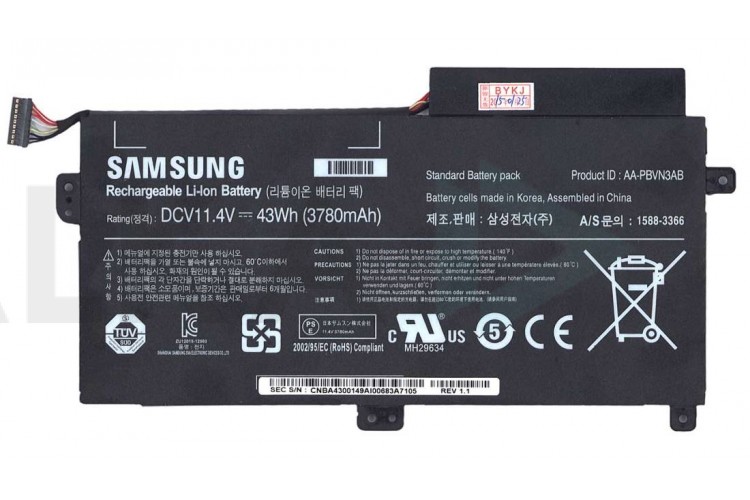 Аккумулятор для Samsung 370R5E, 370R4E, 450R5V, 470R5E, 510R5E, (AA-PBVN3AB), 43Wh, 3780mAh, 11.4V ORG