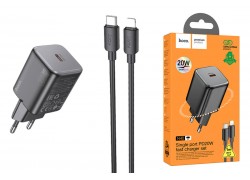 Сетевое зарядное устройство USB-C + кабель Lightning - Type-C HOCO N40 PD20W (черный)