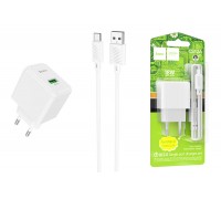 Сетевое зарядное устройство USB + кабель Type-C HOCO CS12A QC3.0 (белый)