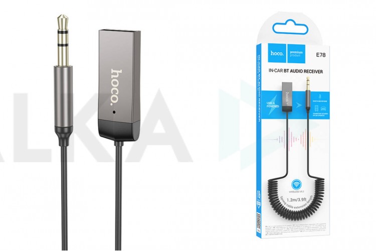 Bluetooth адаптер для автомагнитолы HOCO E78 Benefit spring cable (AUX-USB)