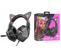 Наушники мониторные проводные с микрофоном BOROFONE BO106 Cute cat ear luminous  gaming headphones (phantom cat)