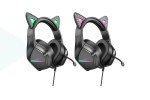 Наушники мониторные проводные с микрофоном BOROFONE BO106 Cute cat ear luminous  gaming headphones (phantom cat)