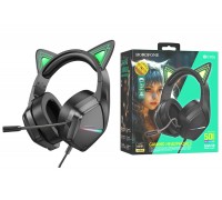 Наушники мониторные проводные с микрофоном BOROFONE BO106 Cute cat ear luminous  gaming headphones (elf cat)