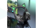 Наушники мониторные проводные с микрофоном BOROFONE BO106 Cute cat ear luminous  gaming headphones (elf cat)