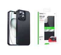 Чехол для телефона iPhone 15 Pro HOCO Knight magnetic protective case for iP15 Pro (черный) (AS7)  кевлар