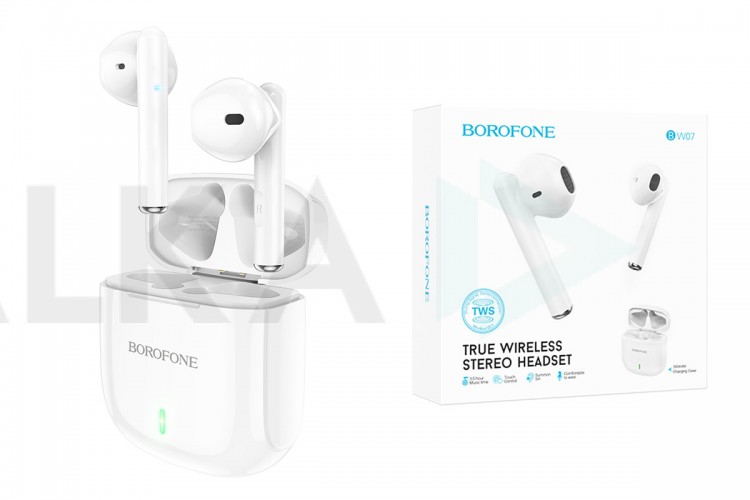 Наушники вакуумные беспроводные BOROFONE BW07 Wide sound true wireless BT Earphone Bluetooth (белый)