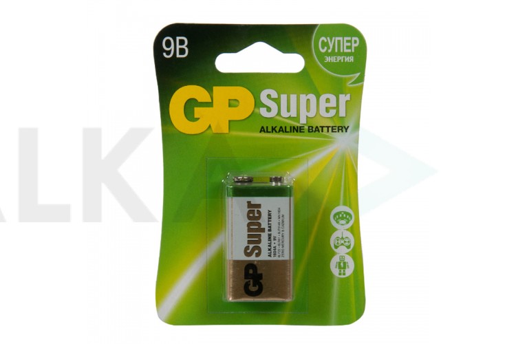 Батарейка алкалиновая GP 6LR61 крона/1BL Super (цена за блистер 1 шт)