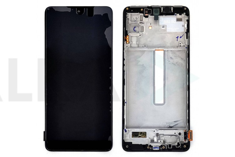 Дисплей для Samsung M526B Galaxy M52 Black в сборе с тачскрином + рамка, 100%