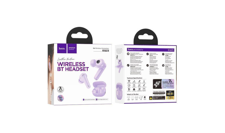 Наушники вакуумные беспроводные HOCO EQ23 wireless BT headset (фиолетовый) Наушники вакуумные беспроводные HOCO EQ23 wireless BT headset (фиолетовый)