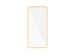 Защитное стекло дисплея iPhone 13 / 13 Pro / 14 / 16E (6.1)  прозрачное со светящейся оранжевой рамкой