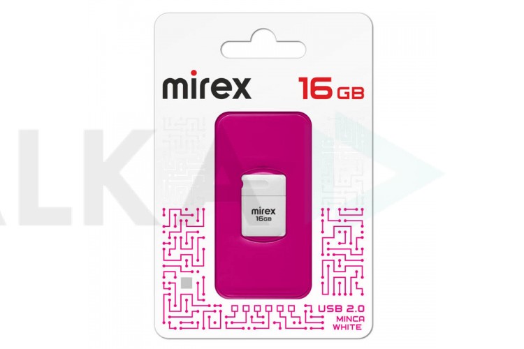 Флешка USB 2.0 Mirex MINCA WHITE 16GB (ecopack)