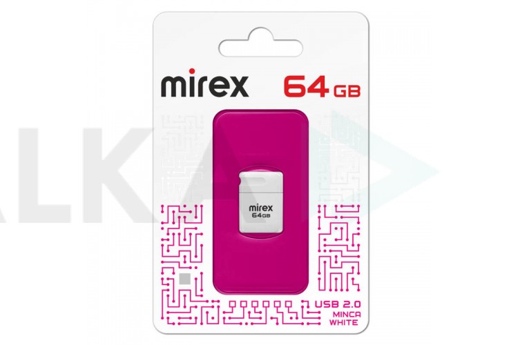 Флешка USB 2.0 Mirex MINCA WHITE 64GB (ecopack)