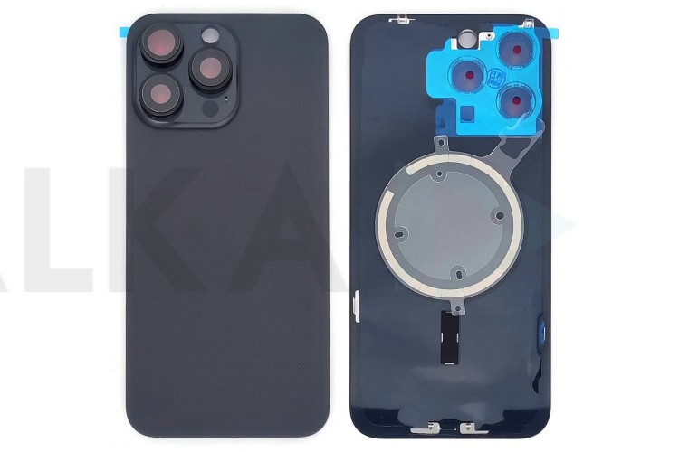 Задняя крышка для iPhone 15 Pro Max Black Titanium (с креплением + магнит) литое стекло
