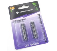 Аккумуляторы Huahui Energy R03 600mAh BL2 2/AAA 2шт для зарядки от USB