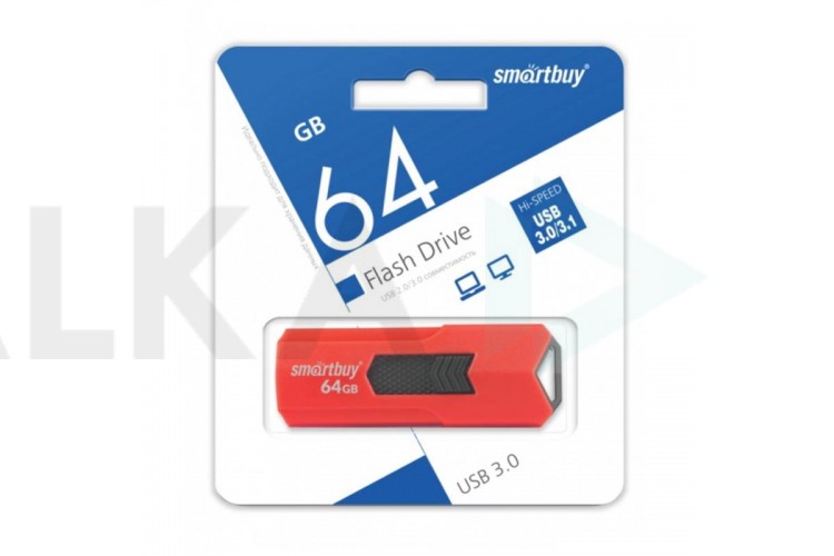 Флешка USB 3.0 Smartbuy 64GB STREAM Red (SB64GBST-R3)