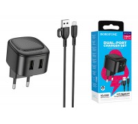 Сетевое зарядное устройство 2USB + кабель MicroUSB BAS21A Special 2100mAh (черный)