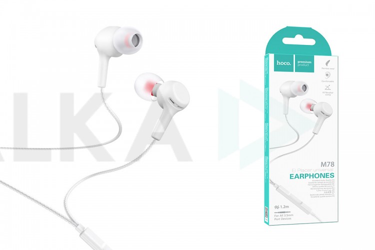 Наушники вакуумные проводные HOCO M78 EL Placer universal earphones (белый)