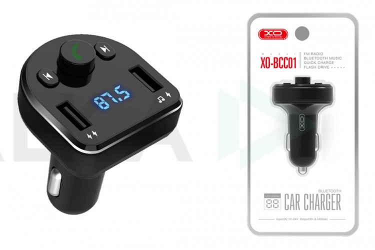 FM-Модулятор XO BCC01 Bluetooth car charger + FM + MP3 (черный)